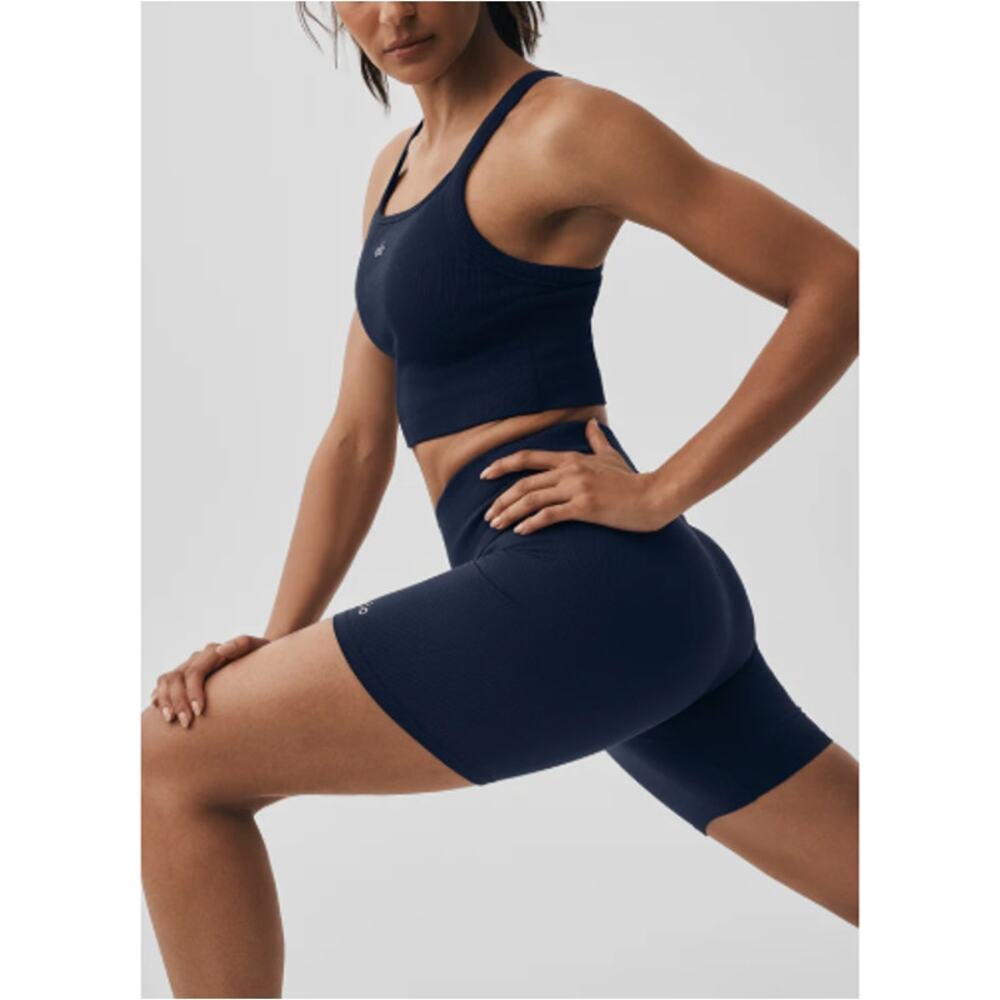 Alo Yoga Navy Seamless Ribbed Favorite Bra Tank Size XS - Picture 8 of 9